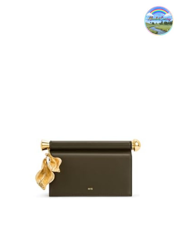 Vegan Leather Metal Pendant Clutch Handbag